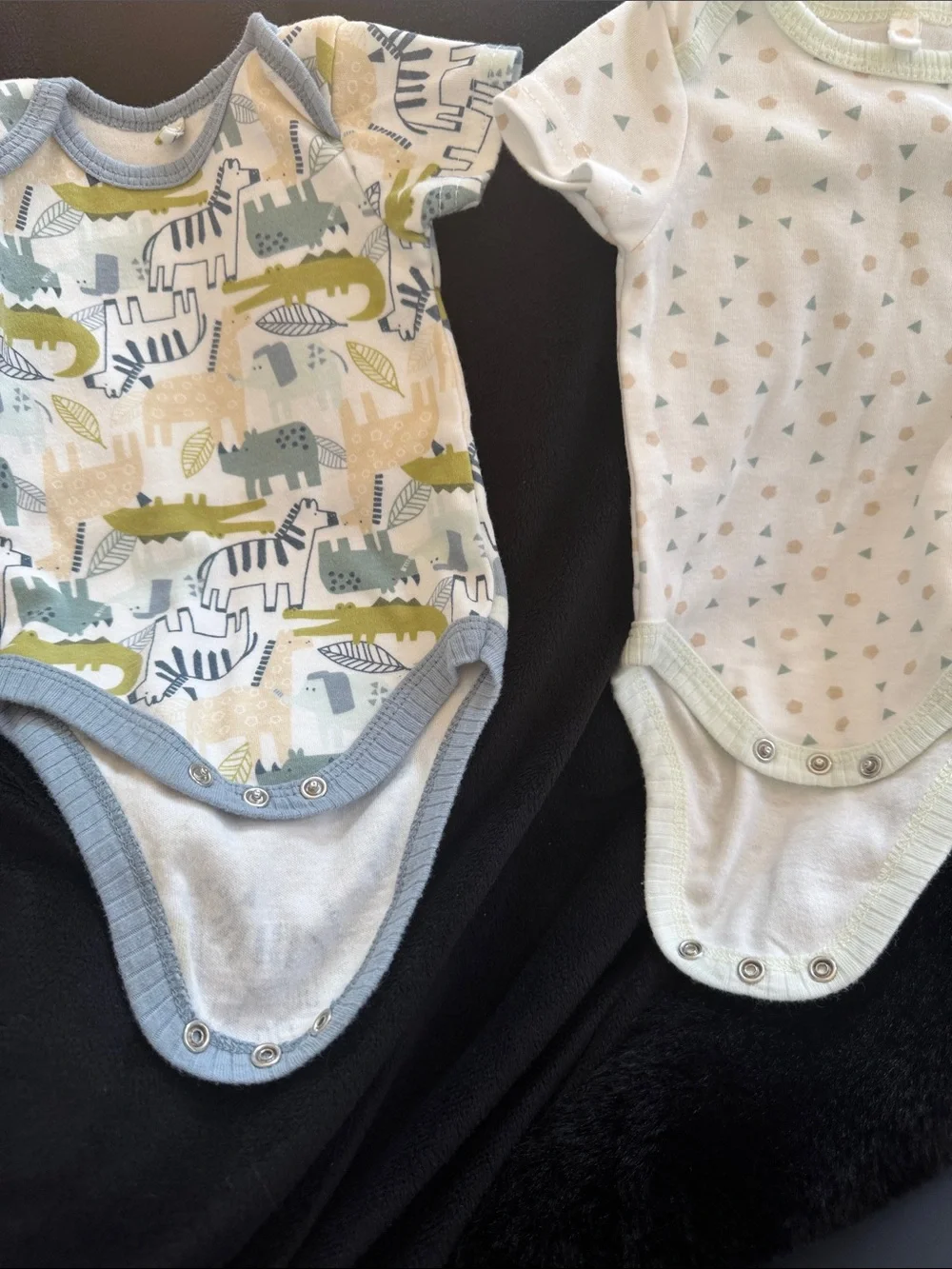 Neutral Safari Print Baby One-Piece Bodysuit - Green & Blue